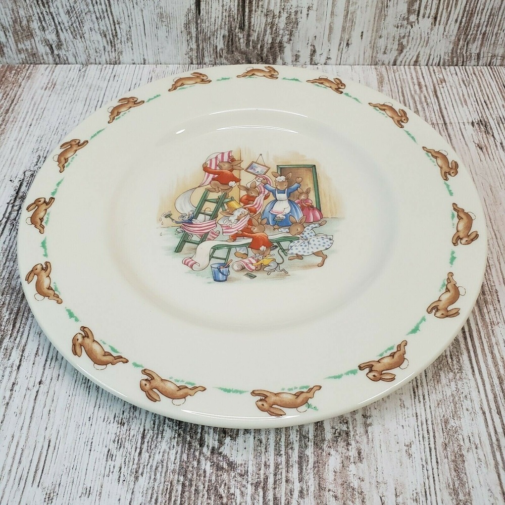 Vintage Royal Doulton 8" Bunnykins Plate Baby & Mother Bunnies Hanging Wallpaper